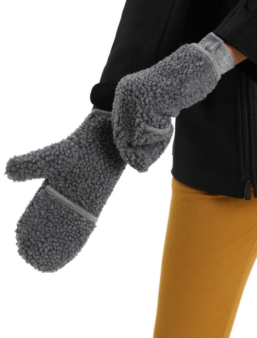 Gritstone Heather Men's Icebreaker Unisex RealFleece™ Merino High Pile Mittens Gloves | USA 1053EBCX